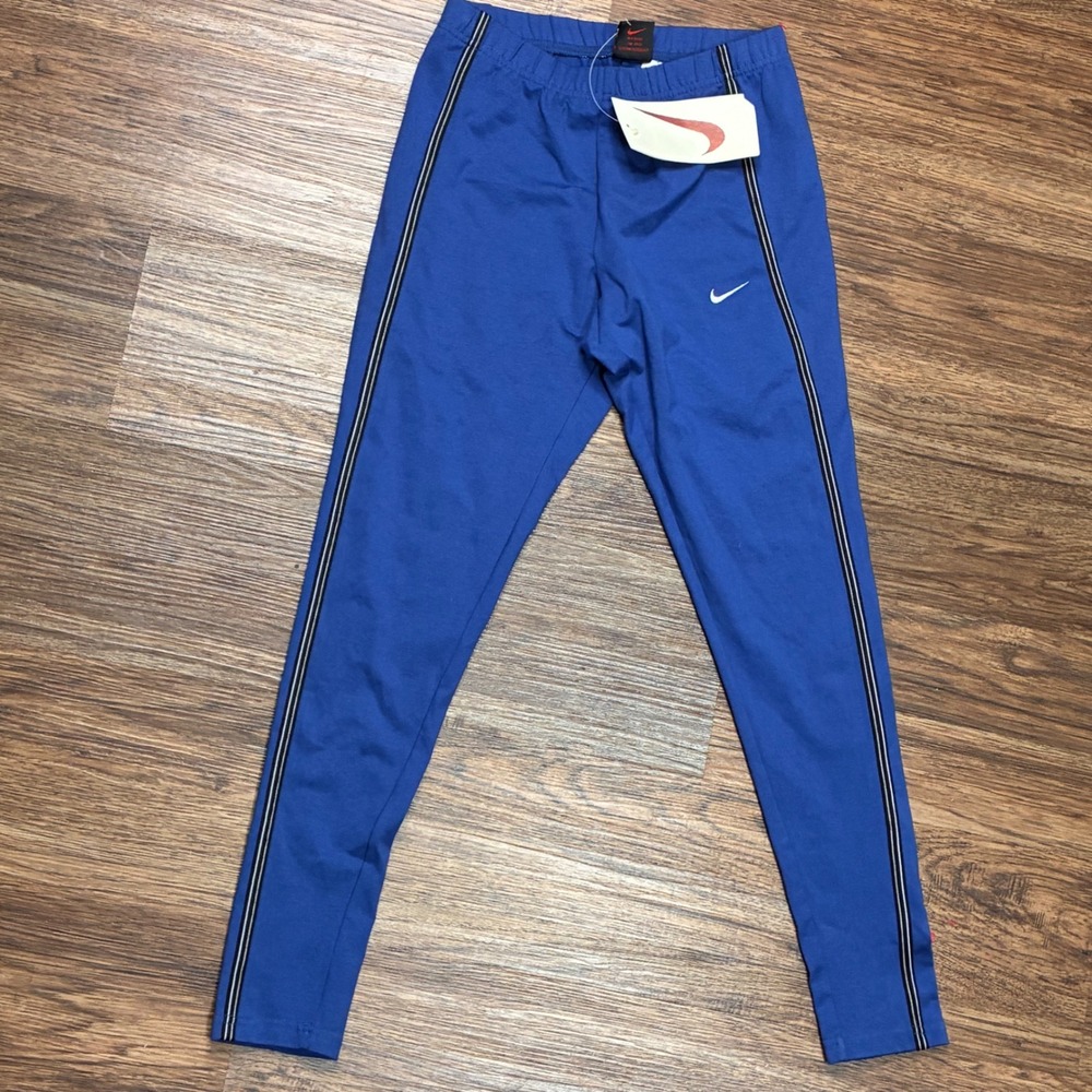 Vintage Nike Women's Blue Track Pants M NWT 90s Side Stripe Swoosh Taiwan